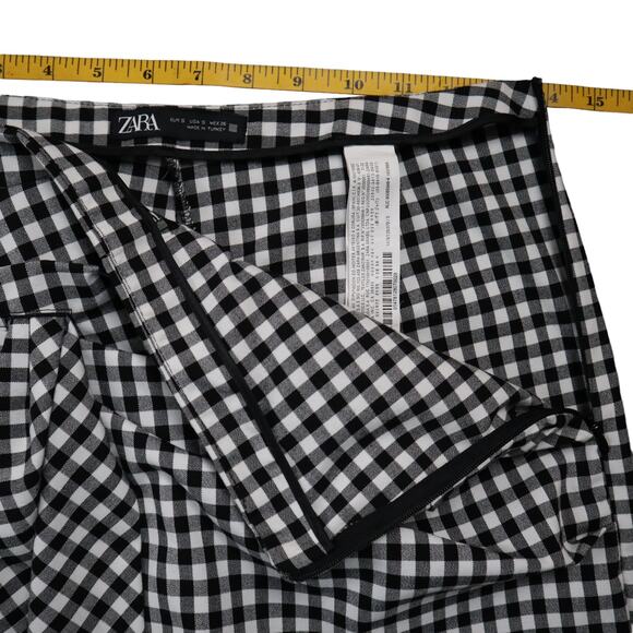 Zara Womens Gingham Wrap Skort Size Small Black White Preppy Picnic Brunch Date - Picture 7 of 11